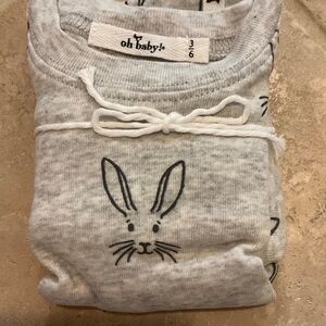 Oh Baby! Gray Bunny Print Two Piece Set, New